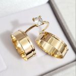 Par de Alianças de Moedas Antigas Reta 7MM friso no Canto