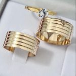 Par Alianças de Moedas Antiga Reta 10MM 4 Frisos