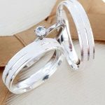 Par Aliança Prata 950 Reta 6MM Jateada