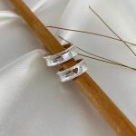 Par Aliança Prata 950 Côncava 7MM Friso e Coração Vazado