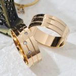 Par de Alianças de Moedas Antigas Reta 7MM dois Frisos e Pedras