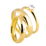 Par de Alianças Banhada Abaulada 4MM e Pedra