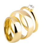 Par Alianças de Aço Inoxidável Dourada Abaulada 6mm