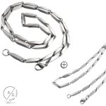 Corrente e Pulseira Masculina Tijolinho Aço Inox