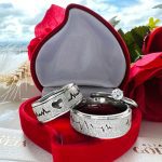 Par de Alianças Aço Inox Coração com Batimento Jateada