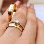 Par de Alianças de Moedas Antigas Reta 5MM dois Frisos Canto