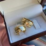 Par de Alianças Moedas Antigas Abaulada 10MM dois Frisos Jateado