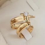 Par Alianças de Moedas Antiga Cônvaca 6MM Friso e Pedra