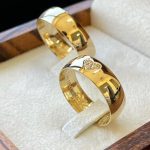 Par Alianças de Moedas Antiga Abaulada 7MM Coração com Pedras