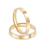 Par de Alianças Ouro 18k Reta 4MM e Pedra 8 Gramas