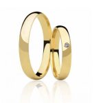 Par de Alianças Ouro 18k Abaulada 4MM e Pedra 8 Gramas