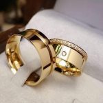 Par Alianças de Moedas Antiga Reta 8MM e Pedras de Zirconia Cravejadas