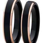 Par de Alianças Tungstênio Preta Reta 4MM borda Rose