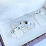 Par de Alianças de Prata 950 -  Reta 5MM Friso no Canto Jateada