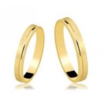 Par de Alianças Ouro 18K Reta 4MM Friso no Canto Escovada - 8 Gramas
